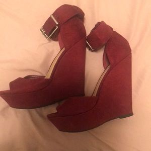 Burgundy Suede Wedges